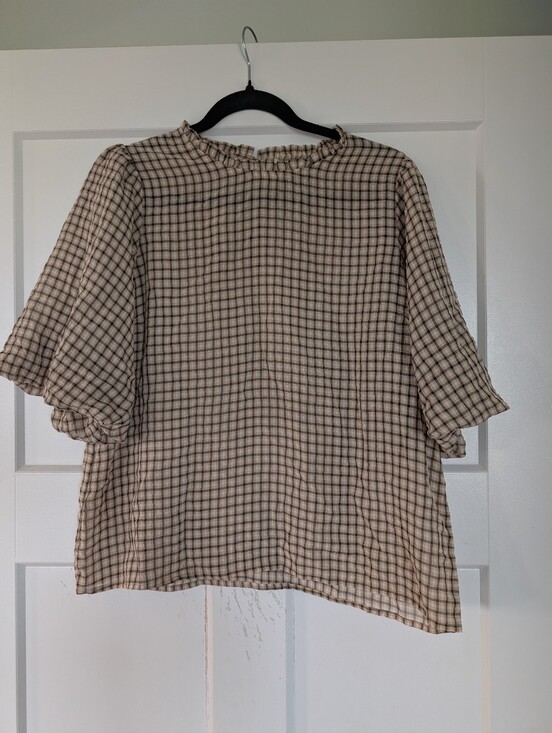 Neo Noir Tops - NWT Neo Noir Gingham Check Puff Sleeve Riko Blouse